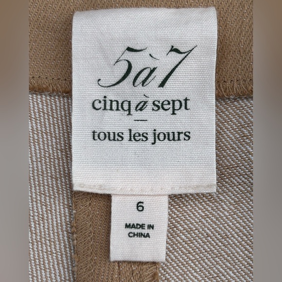 Cinq à Sept Azure Long Wide Leg Jeans Pants in Sahara Tan Trousers Size 6 - Picture 3 of 16